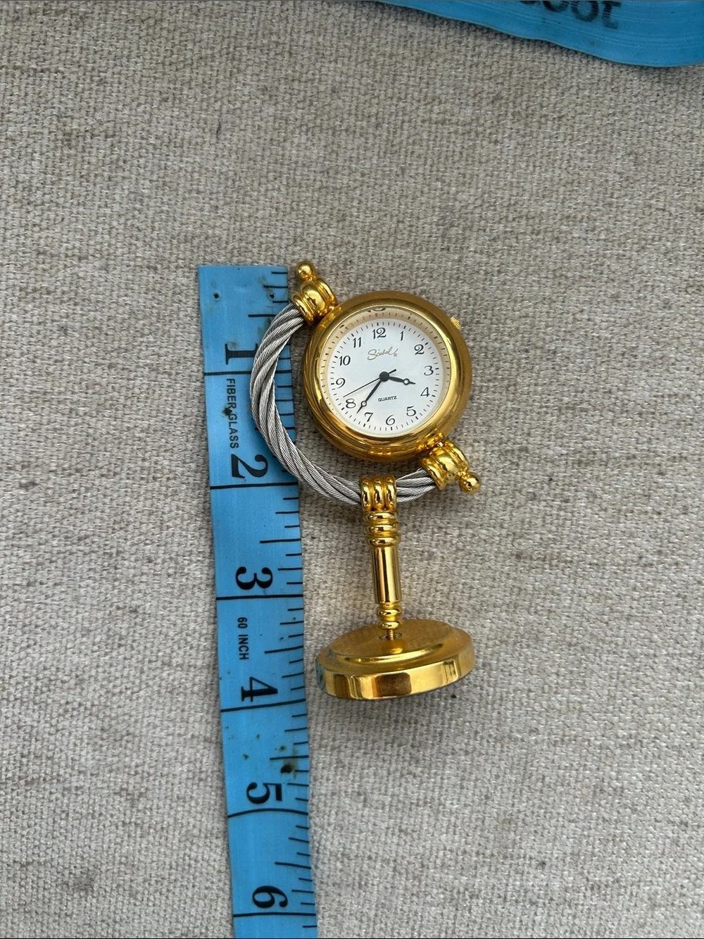 RARE Gold and Silver Cable-Accent Table Clock